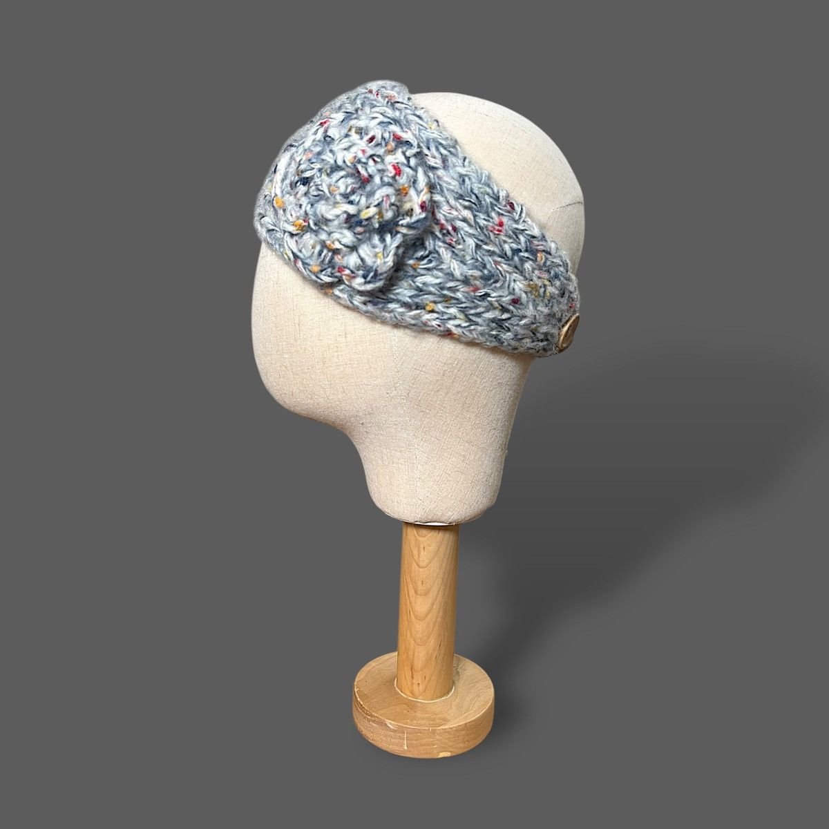 Handmade Handmade Winter Knit Grey Women’s Flower Accent Headband OS Size ONE SIZE - 7 Thumbnail