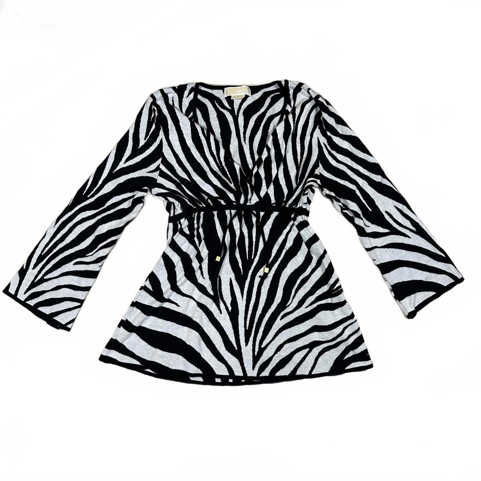 Michael Kors Michael Kors Top Zebra Print Long Sleeve With Cinched Waist Size L / US 10 / IT 46 - 1 Thumbnail