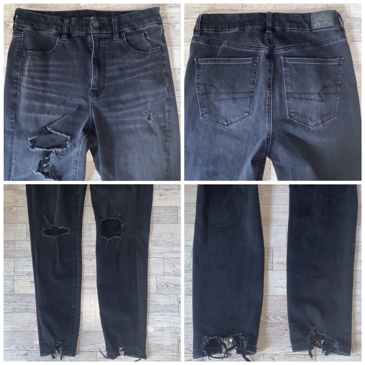 American Eagle Outfitters AEO, Black, Ultra Distressed, “Dream Jean” Skinny Jeans Size 30" / US 8 / IT 44 - 4 Thumbnail