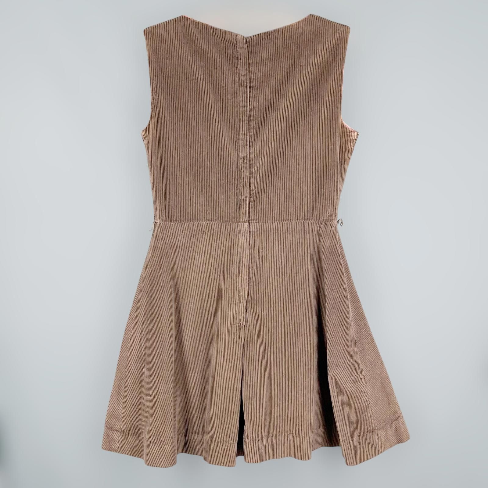 Designer 60s Brown Corduroy Dress with Button Detail Size M / US 6-8 / IT 42-44 - 2 Thumbnail