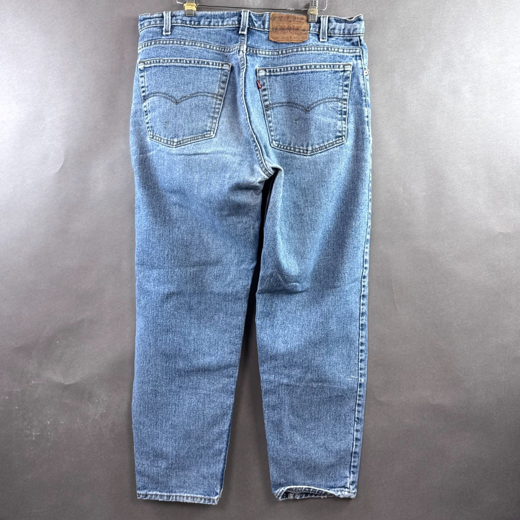 Levi's VINTAGE Levi's Jeans Mens 36x30 Blue 90s Denim Distressed 550 38x30 Levis 500 Series 5-Pocket Mens Jeans Size US 38 / EU 54 - 3 Thumbnail