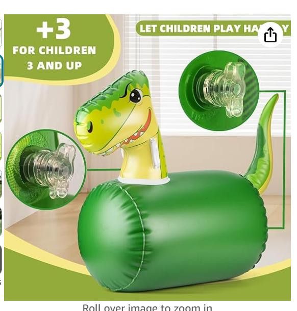 NBDN Nobrandedon Green Dinosaur Inflatable Hopping Animal up to 250 lbs Size ONE SIZE - 2 Thumbnail