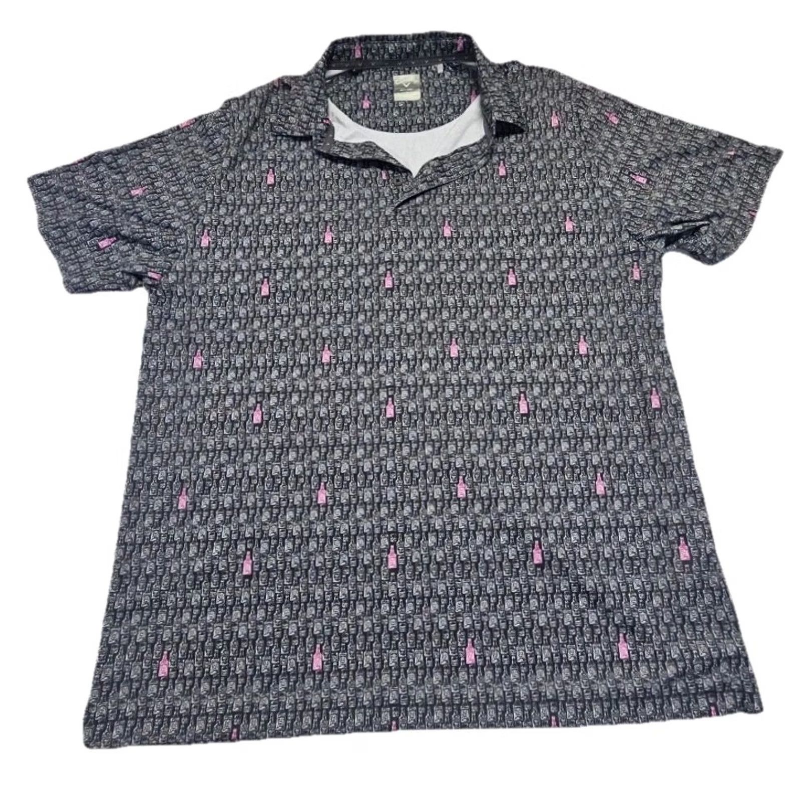 Callaway Callaway Opti-Dri Polo Shirt Mens Large Novelty Bottle Print Polyester Blend Stretch Short Sleeve Collared Pullover Golf Shirt Mens Size US L / EU 52-54 / 3 - 2 Thumbnail