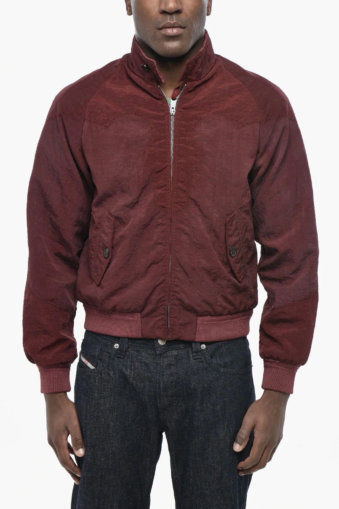Maison Margiela og1mm0326 Nylon Bomber Jacket in Burgundy Size US XXS / EU 40 - 1 Thumbnail