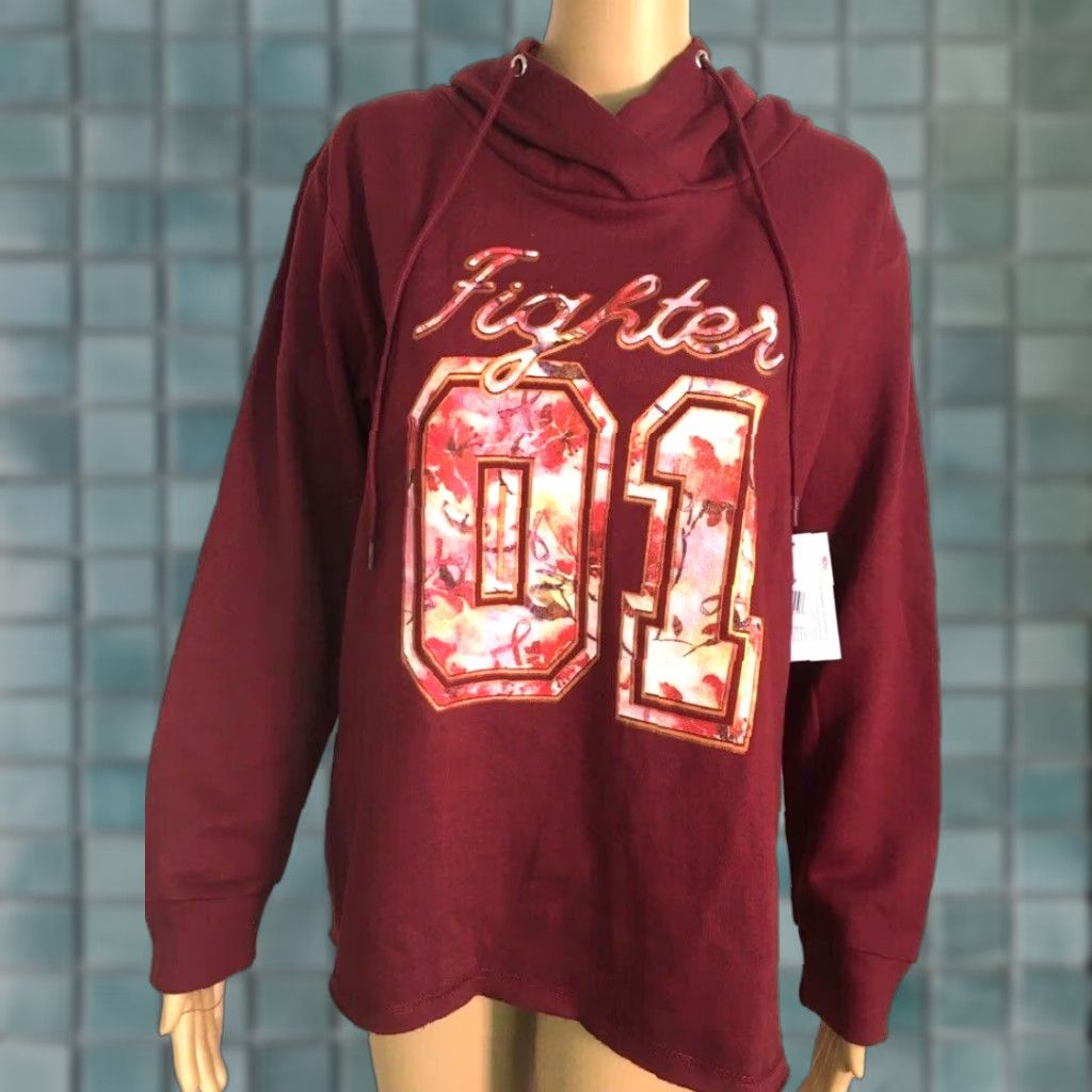 Olive Live Breathe Fight Hoodie Women XL Red Pink Floral Cancer Awareness Athleisure Size XL / US 12-14 / IT 48-50 - 1 Thumbnail