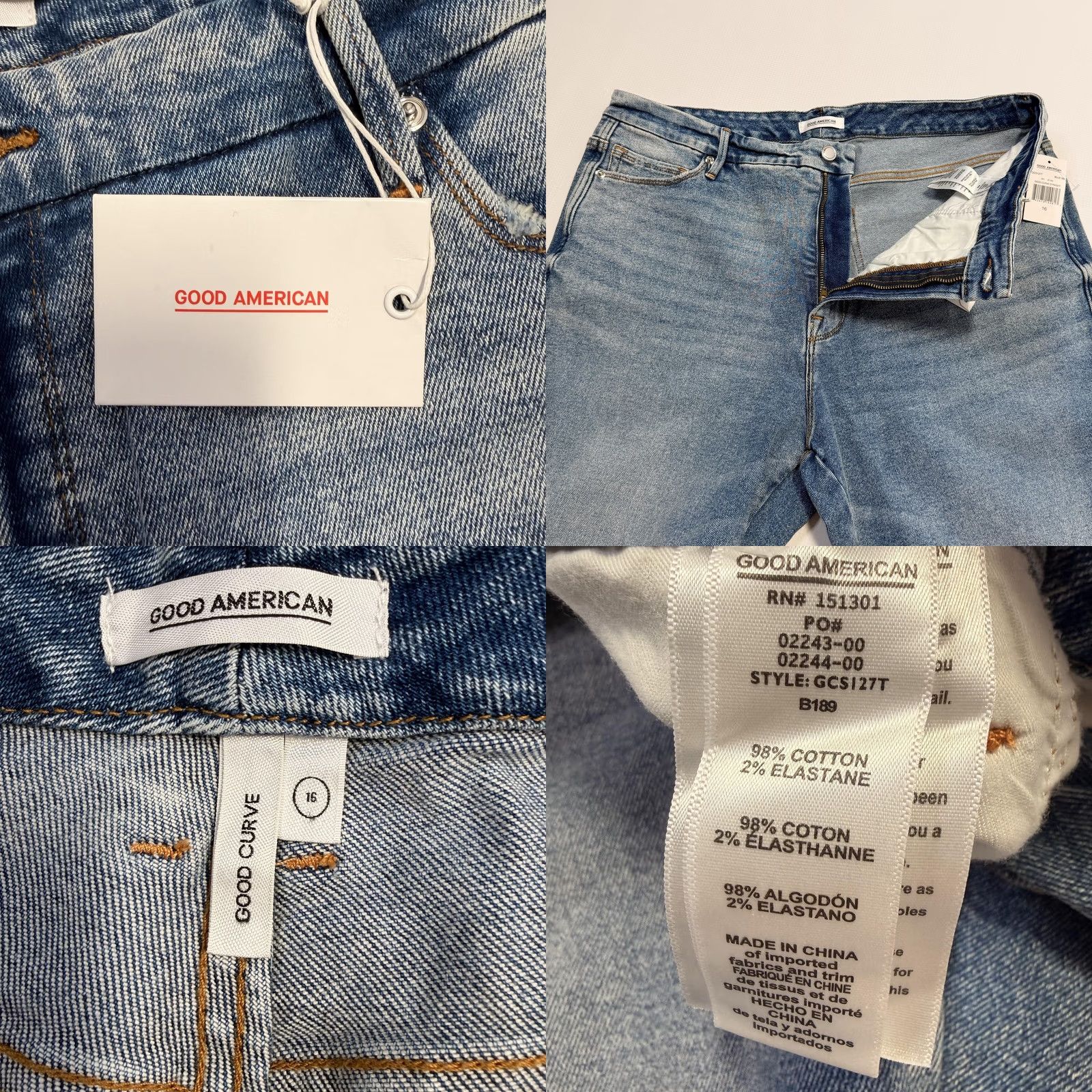 Good American Good American Jeans Womens 16 Blue High Rise Good Curve Straight Distressed Denim Jeans Regular Rise Womens Bursts of Distressed Jeans 16 Boys? Size 38" / US 16 / IT 52 - 8 Thumbnail