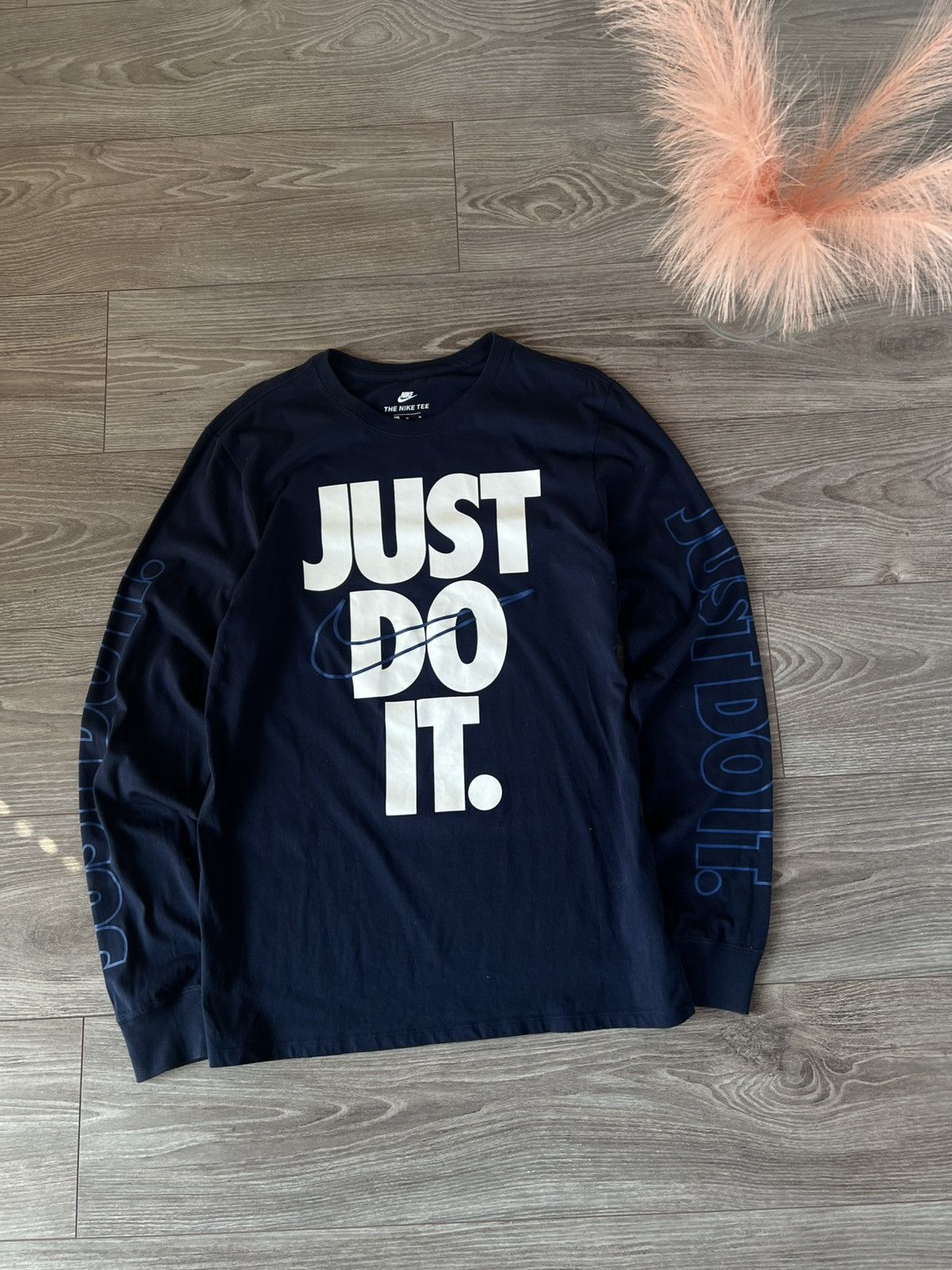 Nike ‼️Nike Big Logo Overprinted Just Do It Swoosh Long Sleeve Tee Size US M / EU 48-50 / 2 - 6 Thumbnail