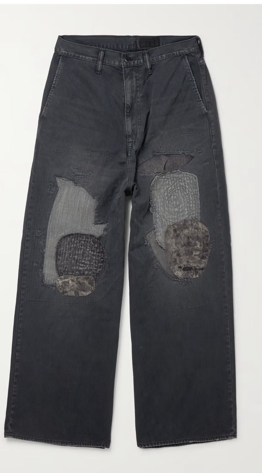 パンツ KAPITAL BORO DENIM PATCHWORK CHAPS PANTS Kapital Boro Denim Patchwork Chaps Pants Size 3 Men's Unique