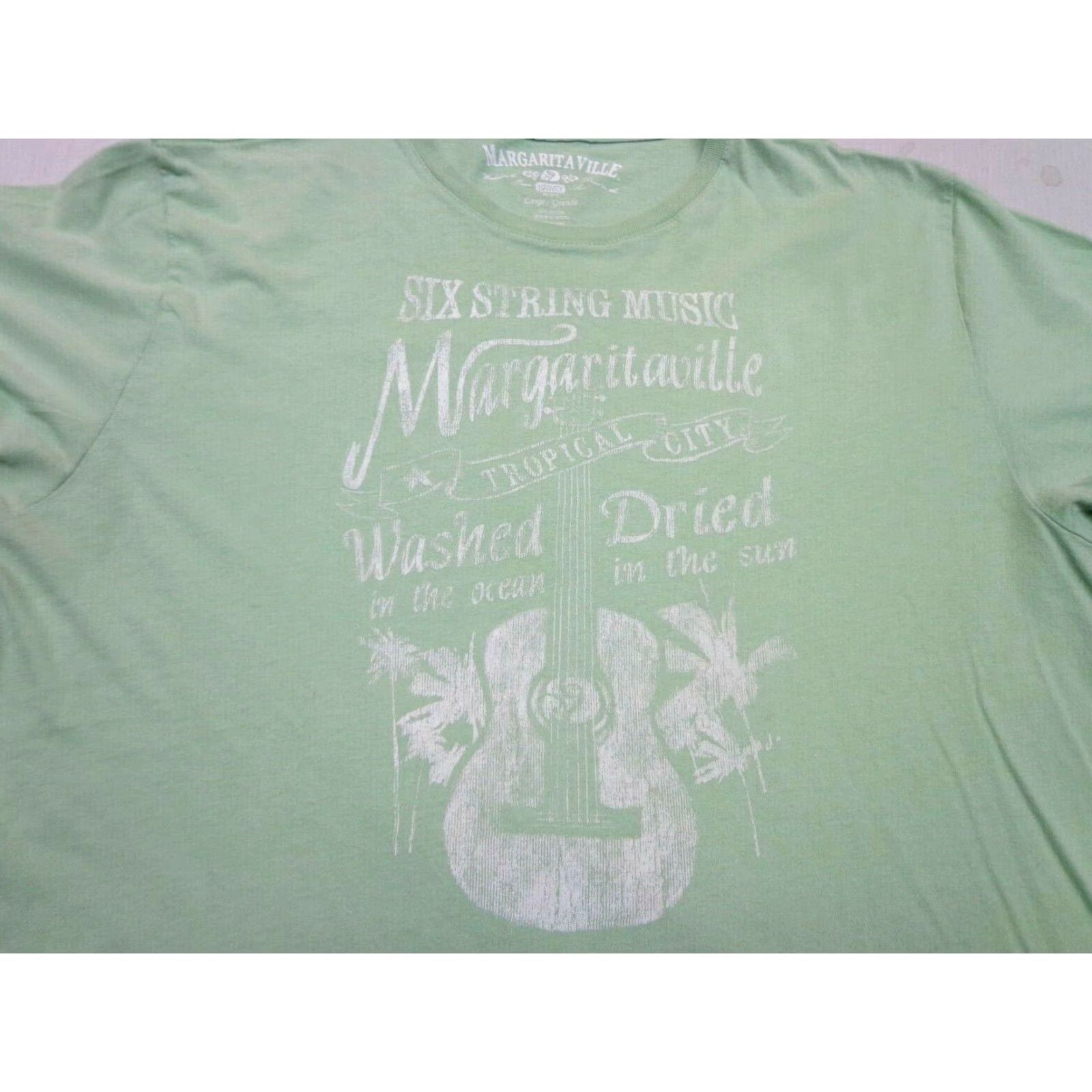 Vintage Margaritaville T-Shirt Men Green 100% Cotton Size Large Crew Neck Beach Music Beer Six String Tropical City Shirt Size US L / EU 52-54 / 3 - 2 Thumbnail