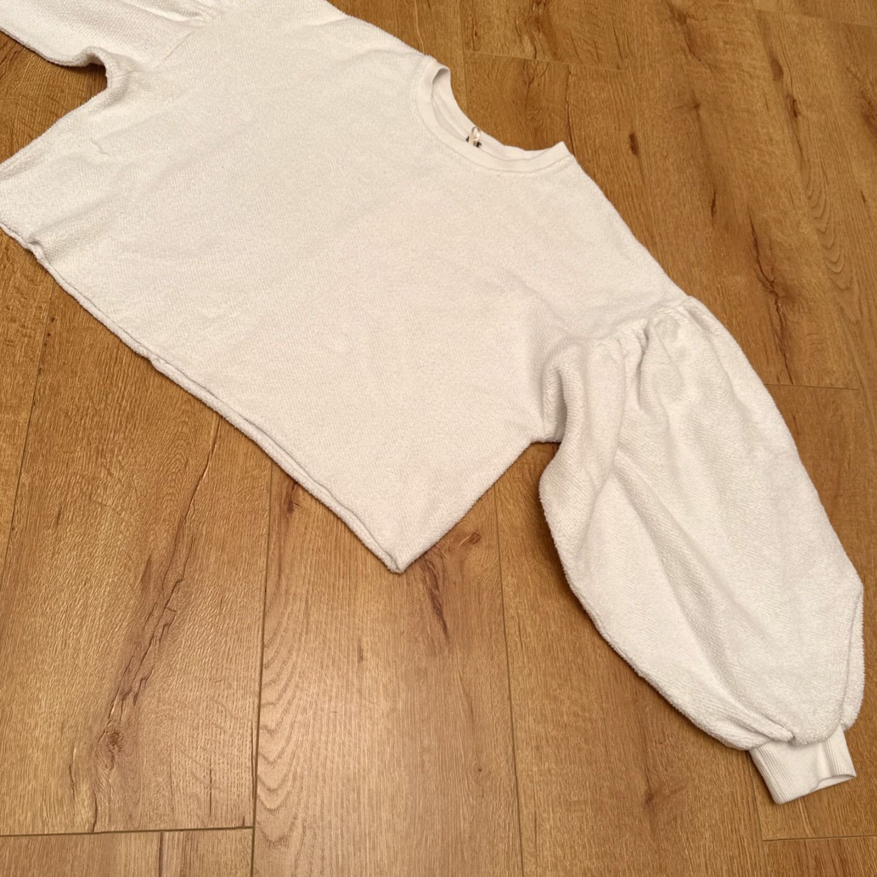 Free People Free People Sweater Women S White Round Neck Long Sleeve Pullover Cotton Blend French Terry Bohemian Crop Casual Size S / US 4 / IT 40 - 4 Thumbnail