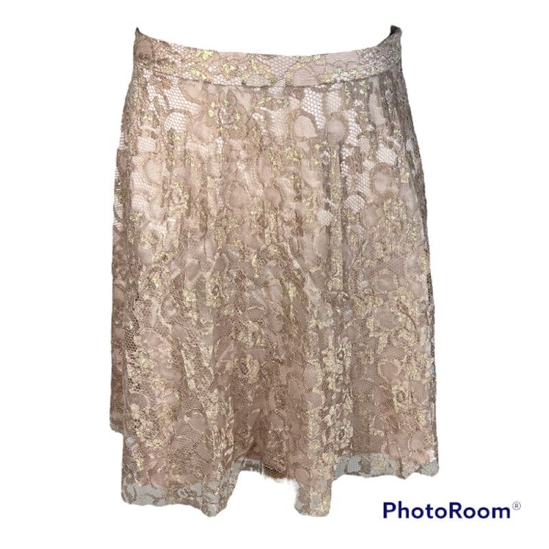 Vintage Heart Moon Star | Vintage Rose Gold Floral Lace Skirt Size 26" / US 2 / IT 38 - 2 Thumbnail