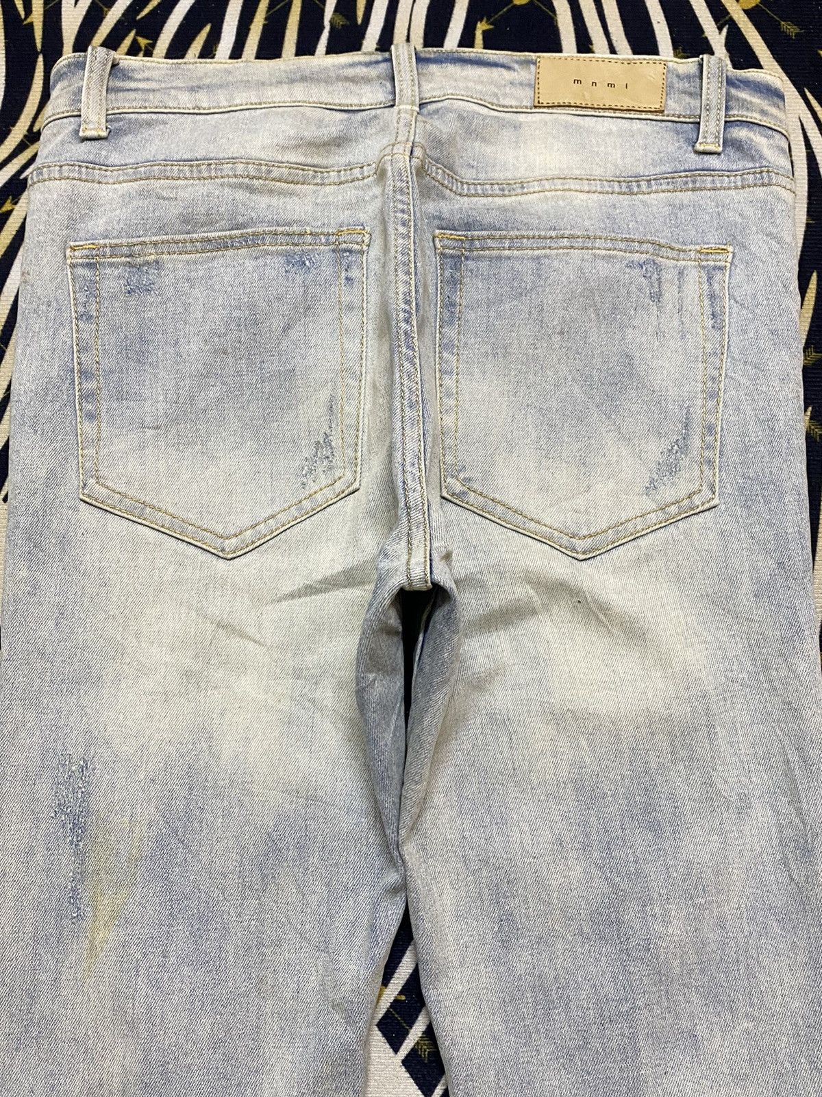 MNML Vintage Japanese Brand Faded Wash Distressed Slim Fit Jeans Size US 33 - 4 Thumbnail