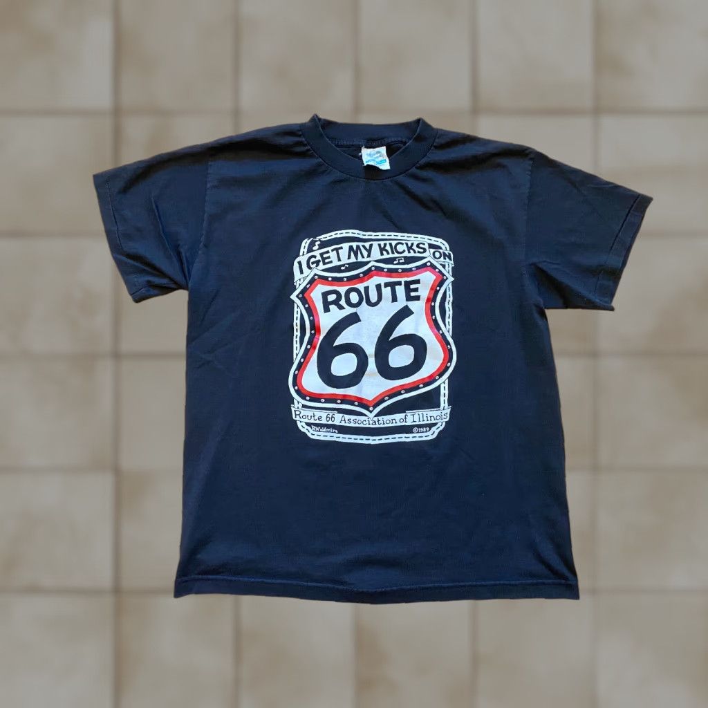 Vintage VINTAGE Route 66 T-Shirt L Black 80s Single Stitch Made In USA Tee 1989 Mens Shirts Size US L / EU 52-54 / 3 - 1 Thumbnail
