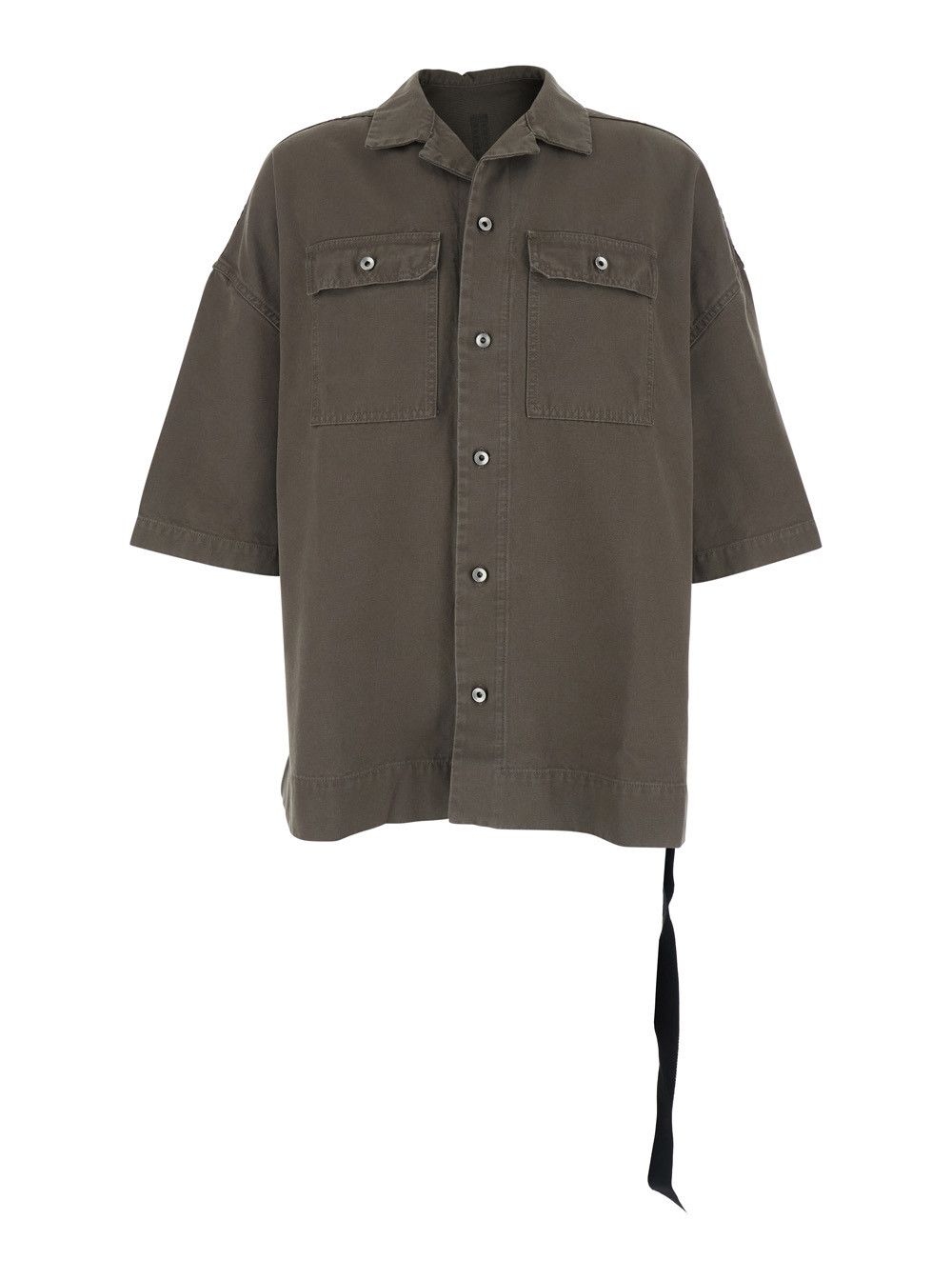 Rick Owens Drkshdw Men's 'Magnum Tommy' Short Sleeve Button-Up Shirt in Grey Cotton Size US L / EU 52-54 / 3 - 1 Thumbnail
