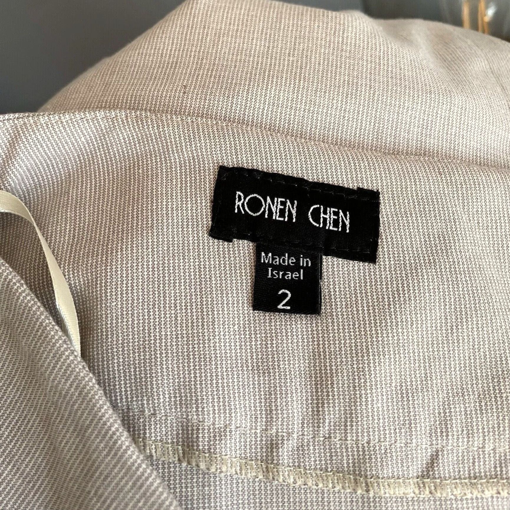 Vintage Ronen Chen Striped Midi Skirt Taupe Grey Cotton Stretch Lagenlook A-Line Women 8 Midi Size 30" / US 8 / IT 44 - 6 Thumbnail