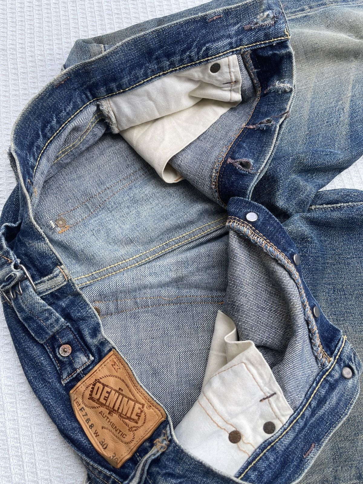 Denime Rare🔥Vintage DENIME Japan Slevedge Distressed Jeans Size US 30 / EU 46 - 14 Thumbnail
