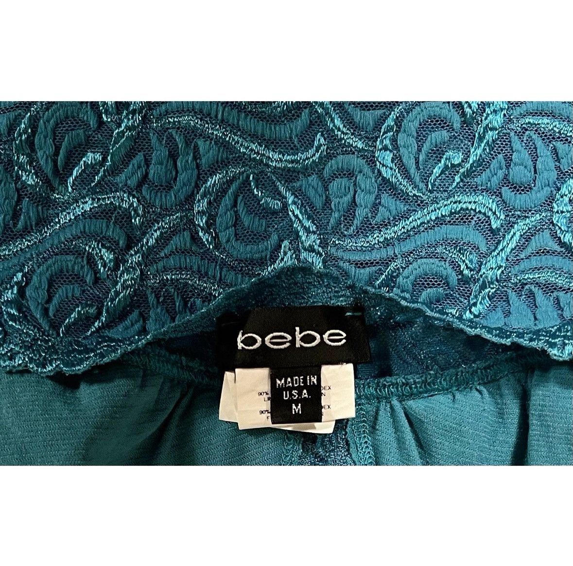 Bebe Bebe Teal Blue Lace Y2K Halter Tank Top Shirt Blouse Size M✨ Size M / US 6-8 / IT 42-44 - 3 Thumbnail