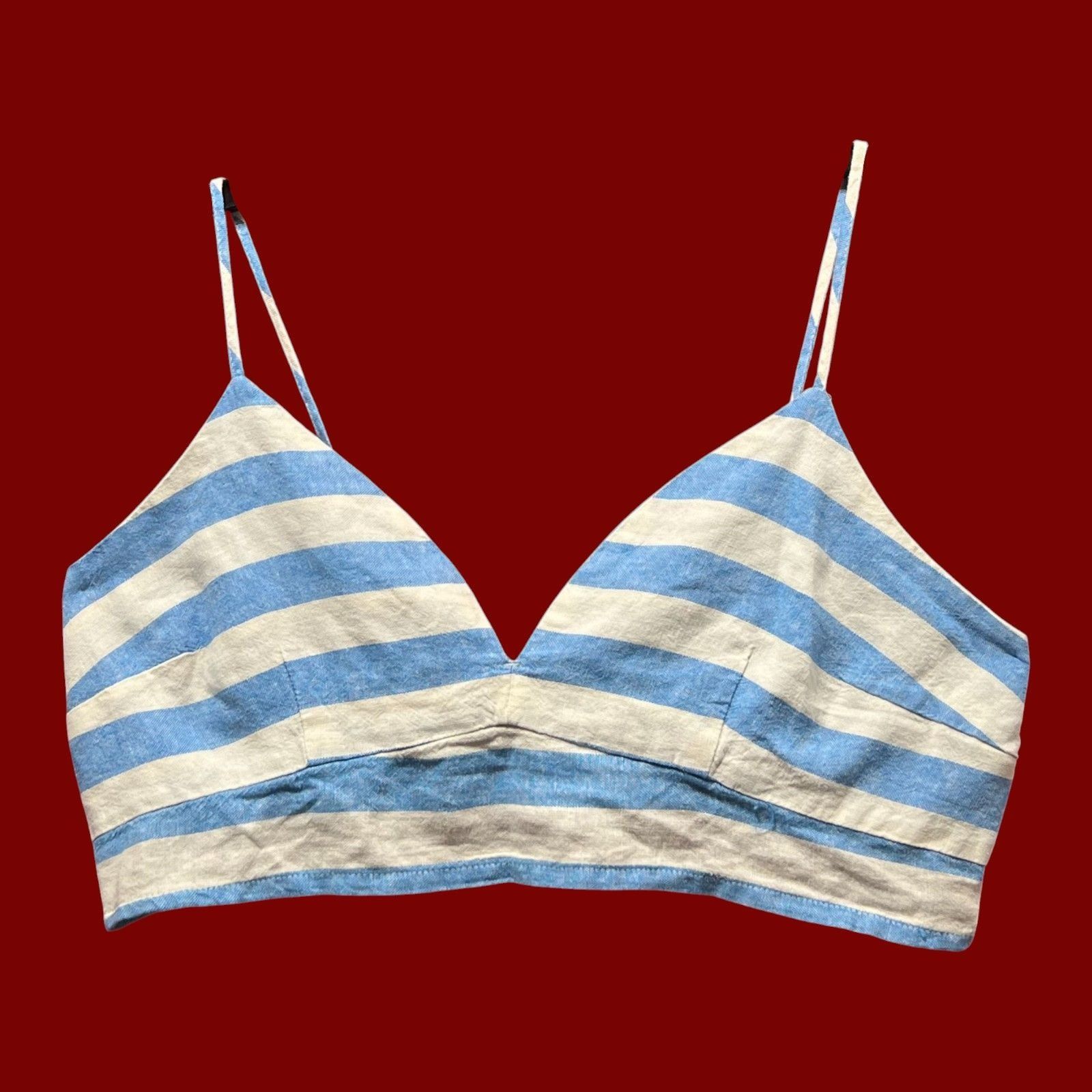 Other A New Day - Women's Beach Bungalow Linen Bralette Tank Top - Size L / US 10 / IT 46 - 3 Thumbnail