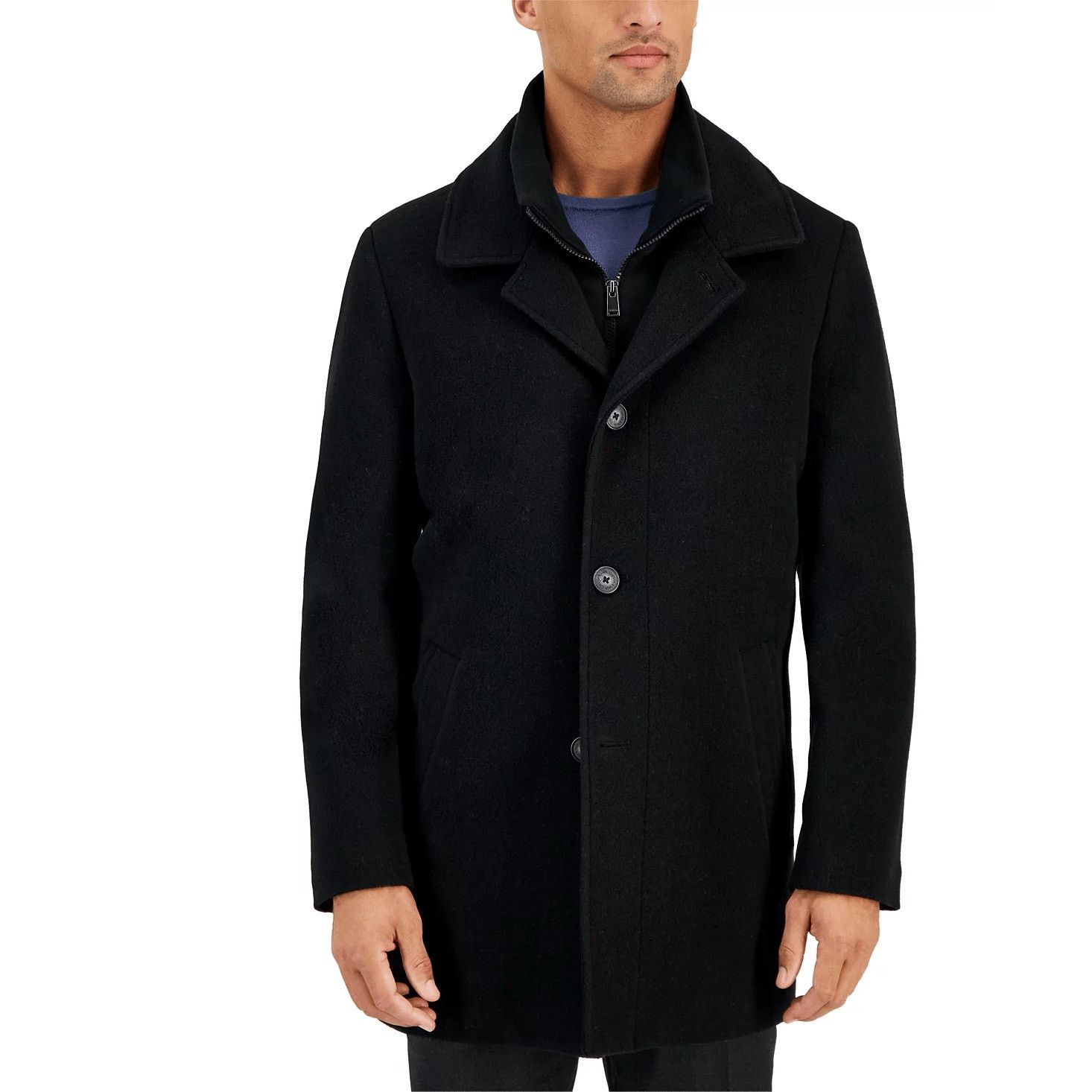 Calvin Klein Calvin Klein Coleman Overcoat Mens 48R Black Wool Coat EUC Size US XL / EU 56 / 4 - 2 Thumbnail