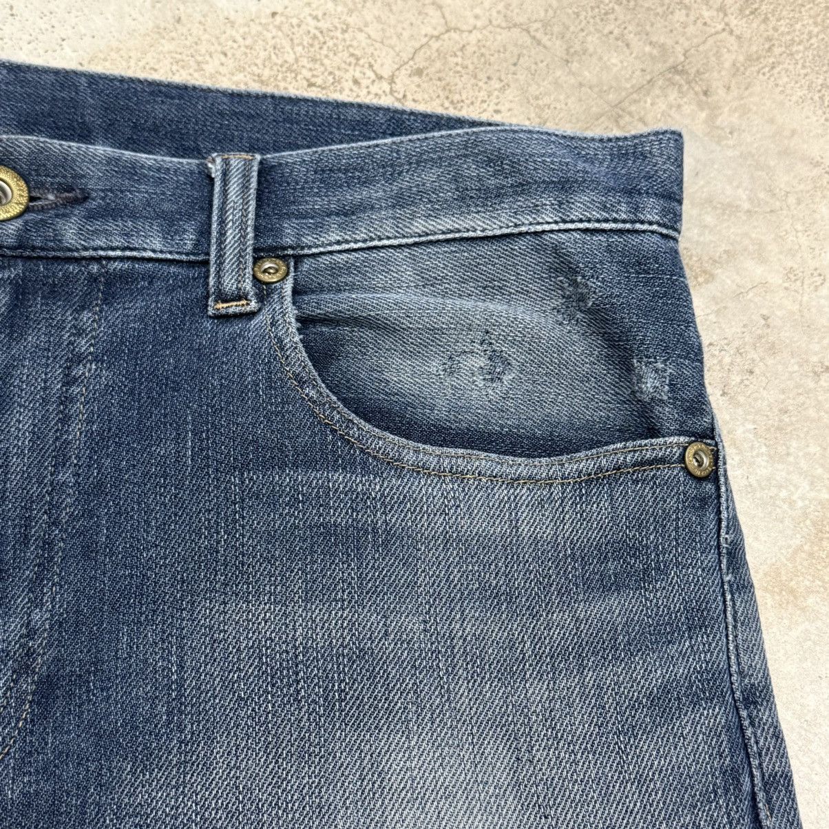 Japanese Brand Back Number Relaxy Distressed Denim Pants Size US 35 - 9 Thumbnail