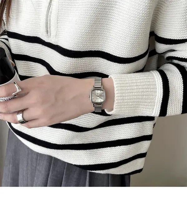 Jewelry Silver Square Face Stainless Steel Wrist Watch Size ONE SIZE - 3 Thumbnail