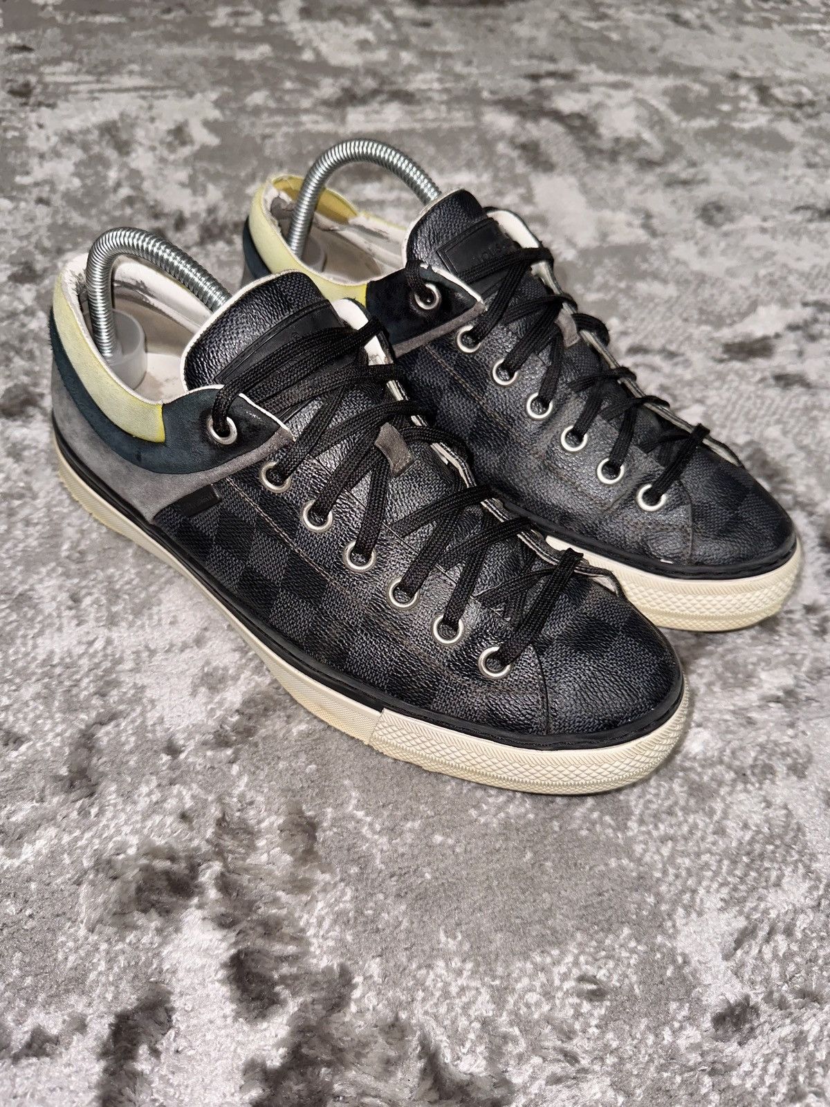 image of Louis Vuitton Low Top Leather Sneakers in Brown, Men's (Size 9)