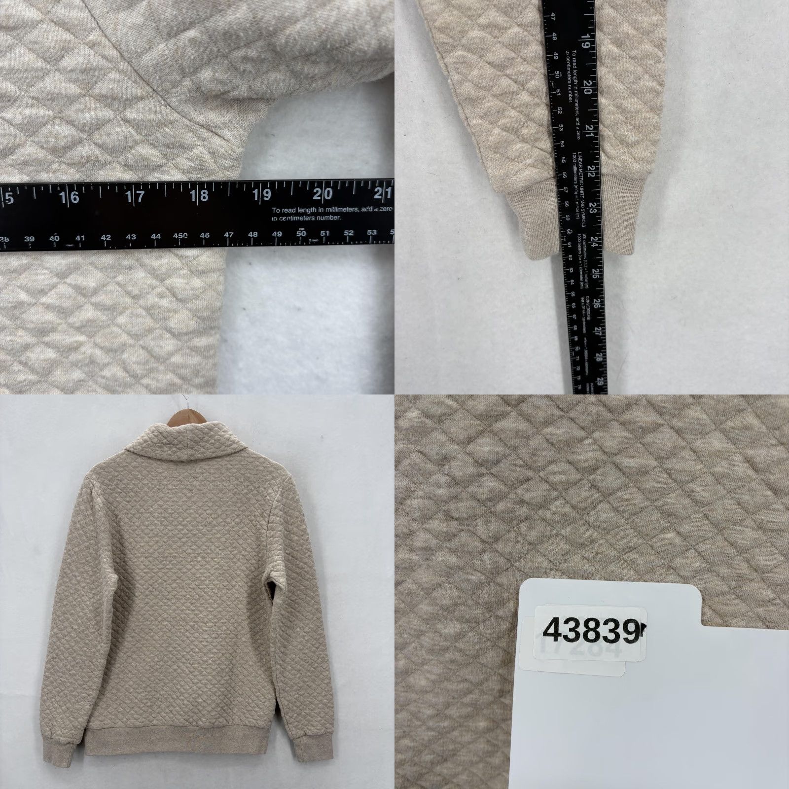 J.Crew VINTAGE J.CREW Sweatshirt Mens Small Beige Quilted Shawl Collar Preppy Fleece Pullover Size US S / EU 44-46 / 1 - 8 Thumbnail
