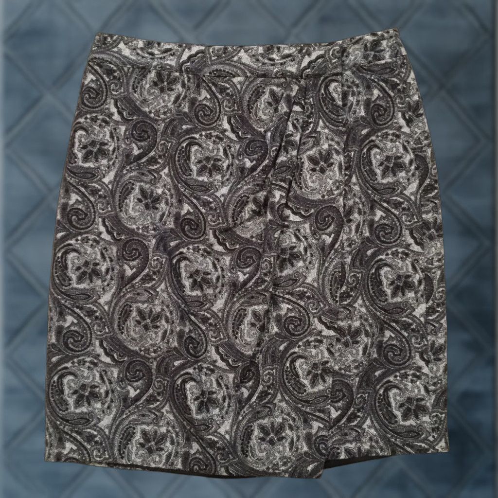 Talbots Talbots Wrap Skirt Women Size 10 Gray Paisley Lined Wool Blend Size 32" / US 10 / IT 46 - 1 Thumbnail