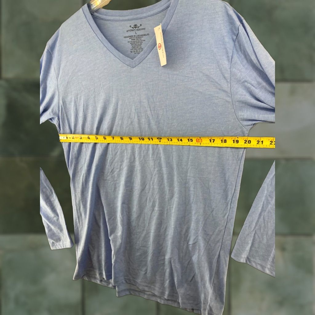 Vintage Emblem Apparel Womens Shirt L Blue V Neck Long Sleeve Casual Knit Cotton T-Shirt Classic Magazine Size L / US 10 / IT 46 - 1 Thumbnail