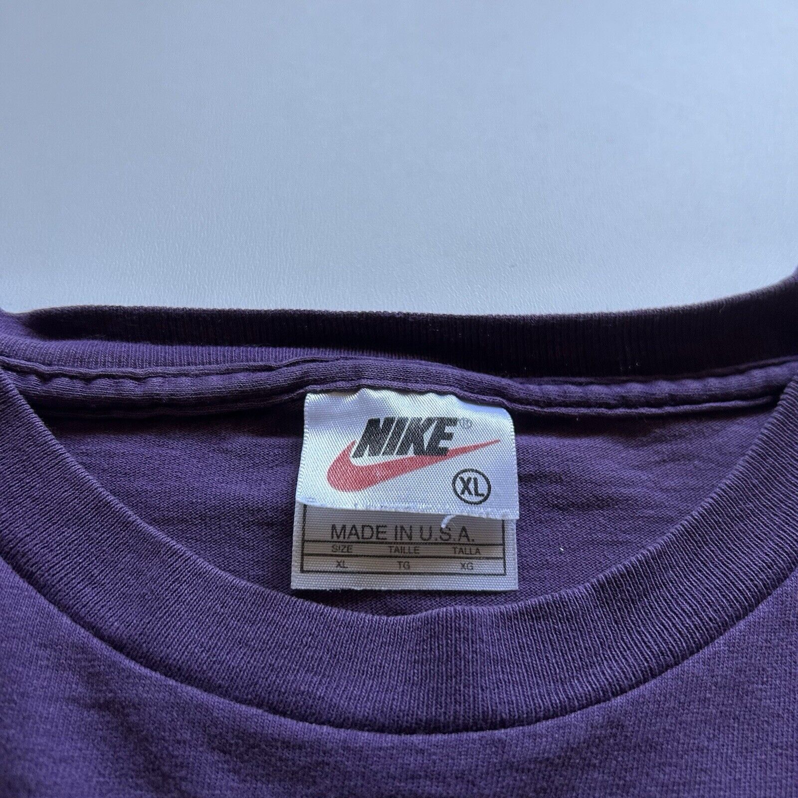 Nike × Vintage Vintage 90s Nike Swoosh T Shirt XL Faded Purple Made In USA Size US XL / EU 56 / 4 - 3 Thumbnail