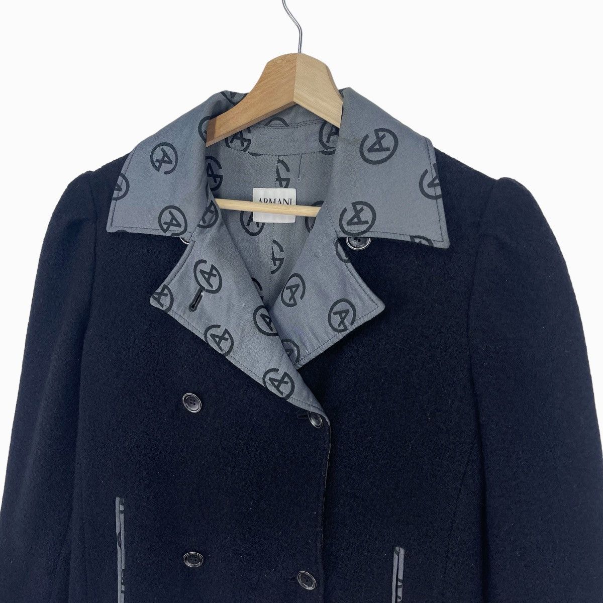 Armani × Giorgio Armani Armani Double Breasted Over Print Wool Cropped Jacket Size M / US 6-8 / IT 42-44 - 2 Thumbnail