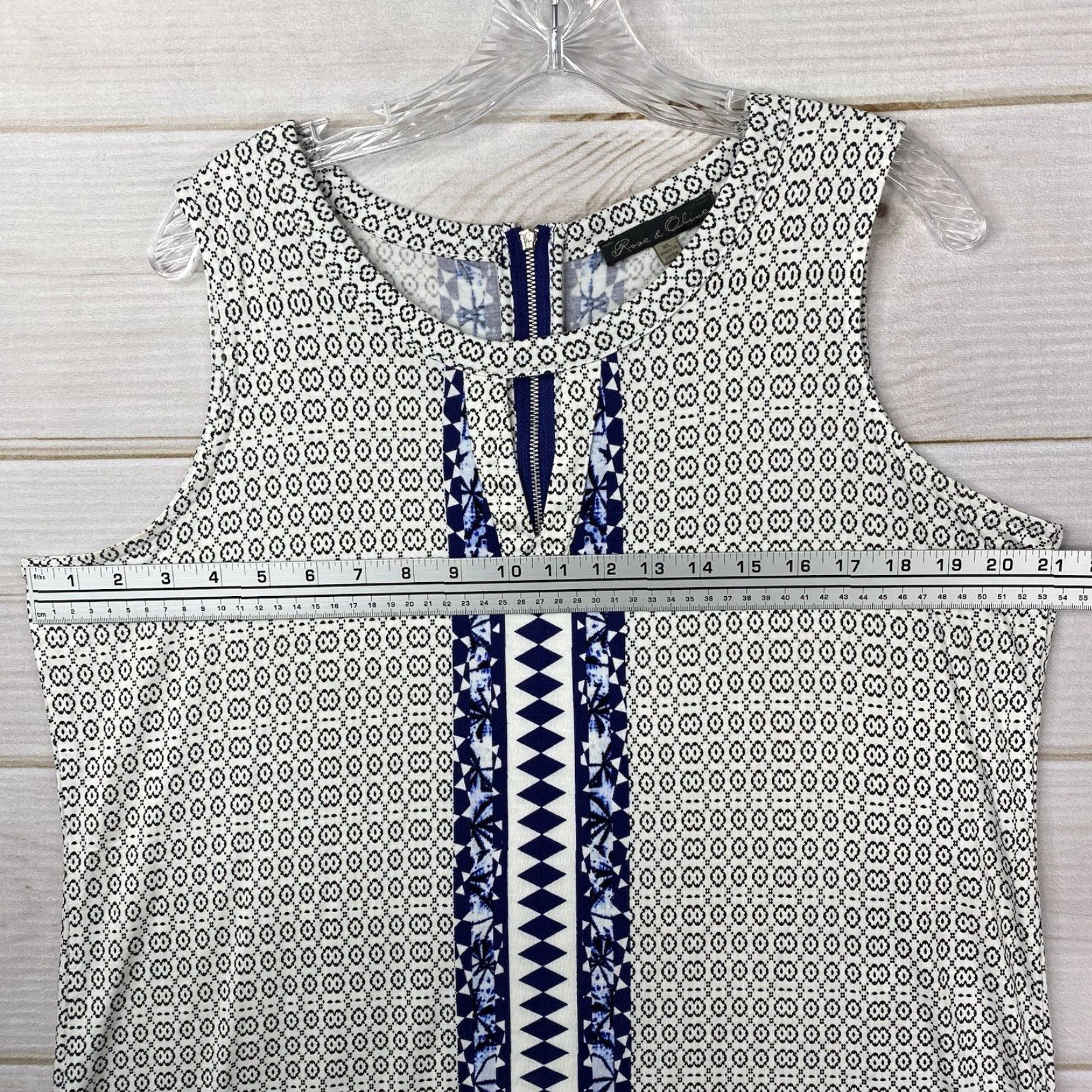 Anthropologie VINTAGE Anthropologie Rose + Olive Top Womans XL White Blue Zip Up Sleeveless Boho Size XL / US 12-14 / IT 48-50 - 6 Thumbnail