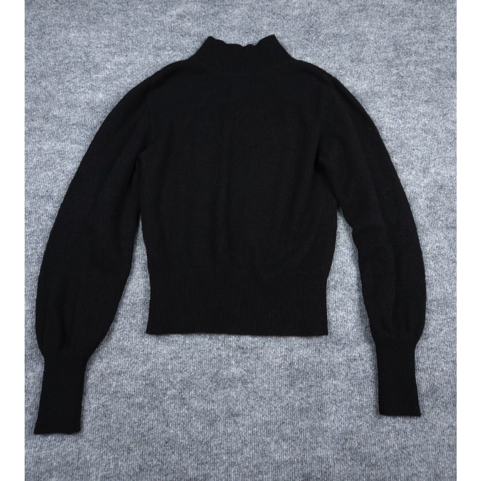 Frame FRAME Sweater Shirt Women L Black Cashmere 100% Knit Turtleneck Puff Sleeve Casual Pullover Size L / US 10 / IT 46 - 2 Thumbnail
