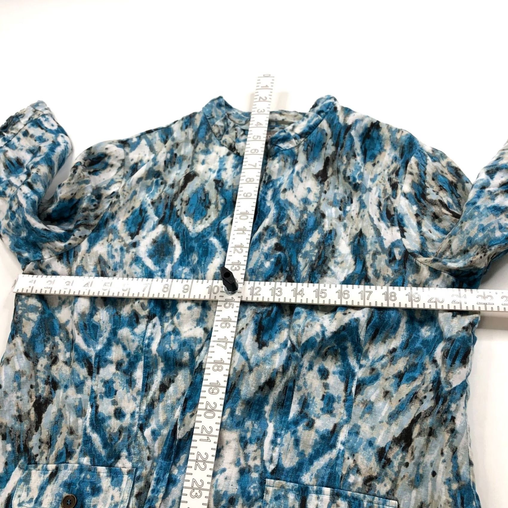 Vintage Chico's Cardigan Womens 3 Blue Linen Open Front All Over Print 100% MINT Size XS / US 0-2 / IT 36-38 - 6 Thumbnail