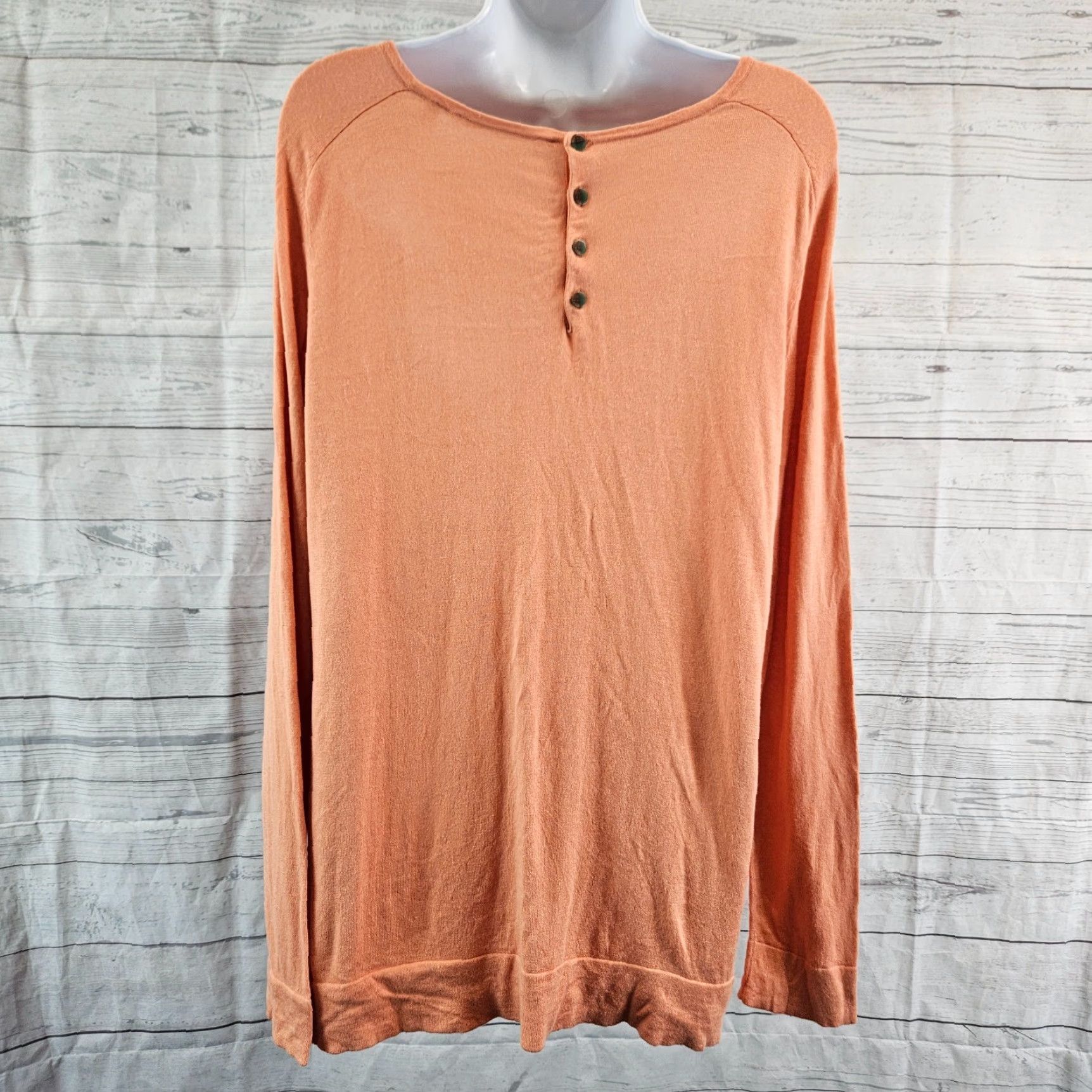 Soft Surroundings Soft Surroundings Womens Go Lively Button Back Sweater Large Orange Pullover Knit Long Sleeve Round Neck Button Size L / US 10 / IT 46 - 4 Thumbnail