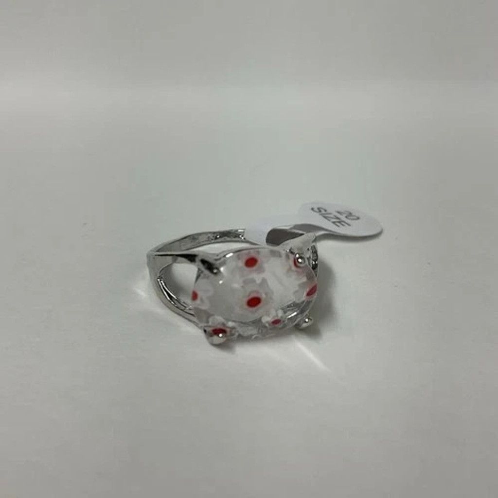 The Unbranded Brand NWT Summer Floral Glass Ring SilverTone Clear Glass Women 20 Size ONE SIZE - 4 Thumbnail
