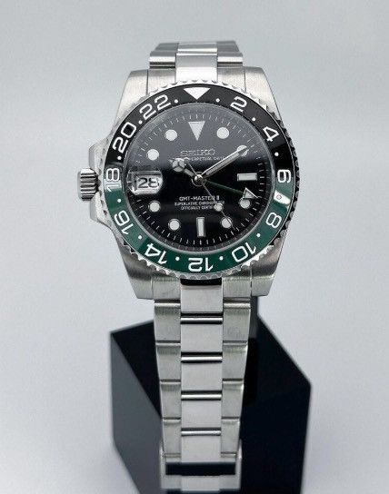 Japanese Brand Seiko Mod GMT-Master 2 Sprite Green Oyster Steel Watch NH34 Size ONE SIZE - 3 Thumbnail
