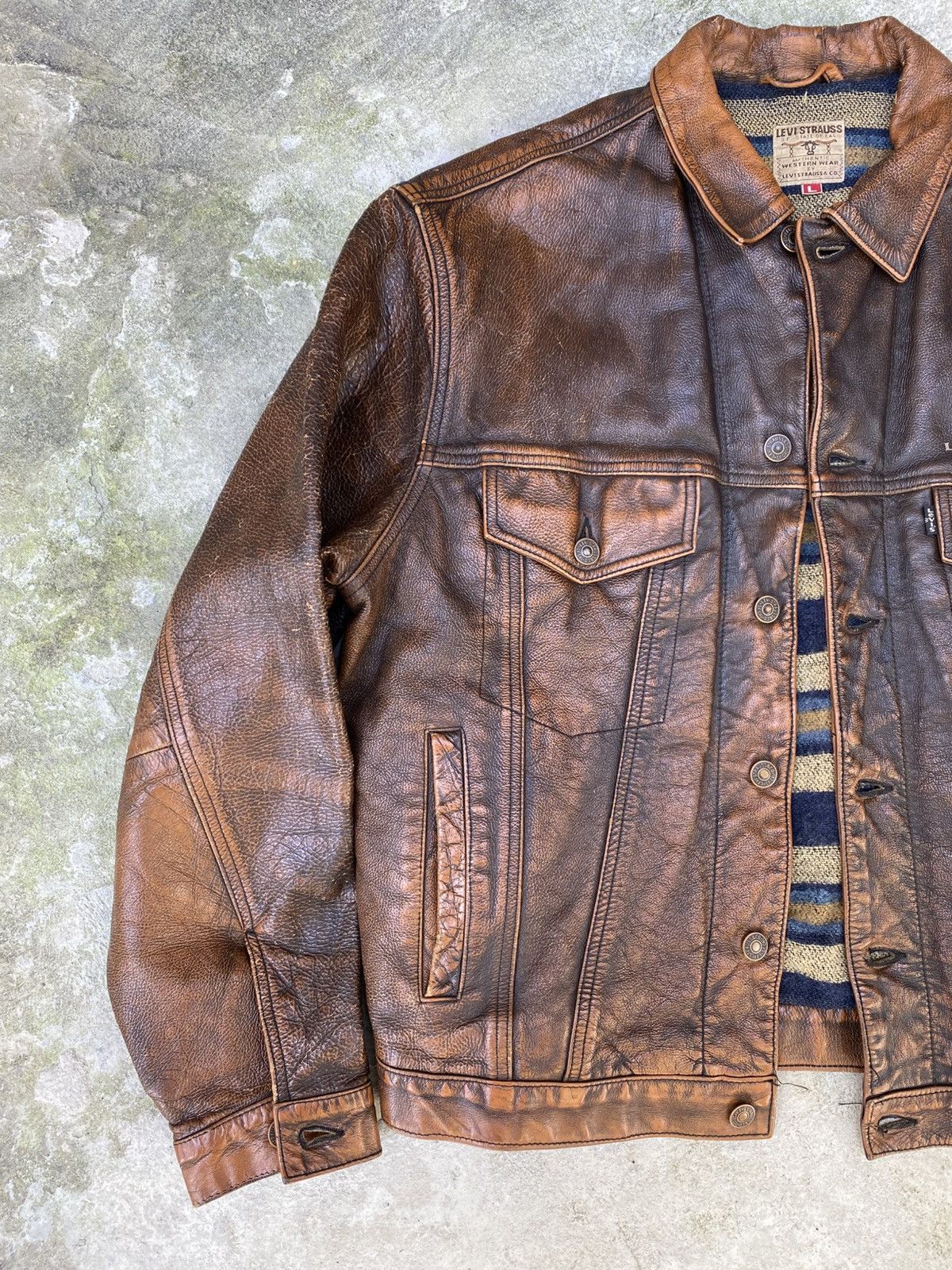 Levi's 1970s Long Horn Blanket-Lined Levis Trucker Jacket Size US L / EU 52-54 / 3 - 2 Thumbnail