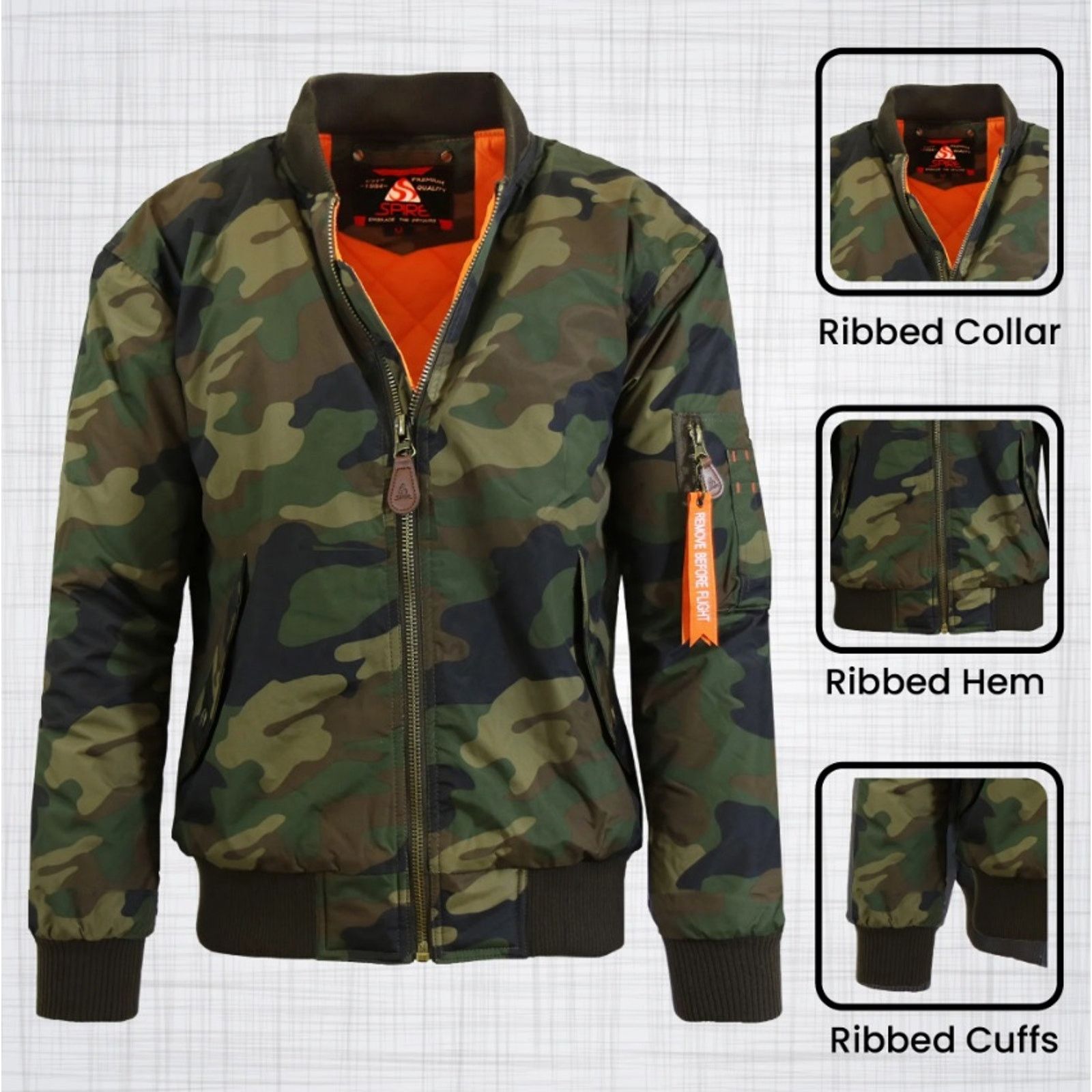 The Unbranded Brand Spire By Galaxy Men's Camouflage Flight Bomber Jacket Size L Size US L / EU 52-54 / 3 - 2 Thumbnail