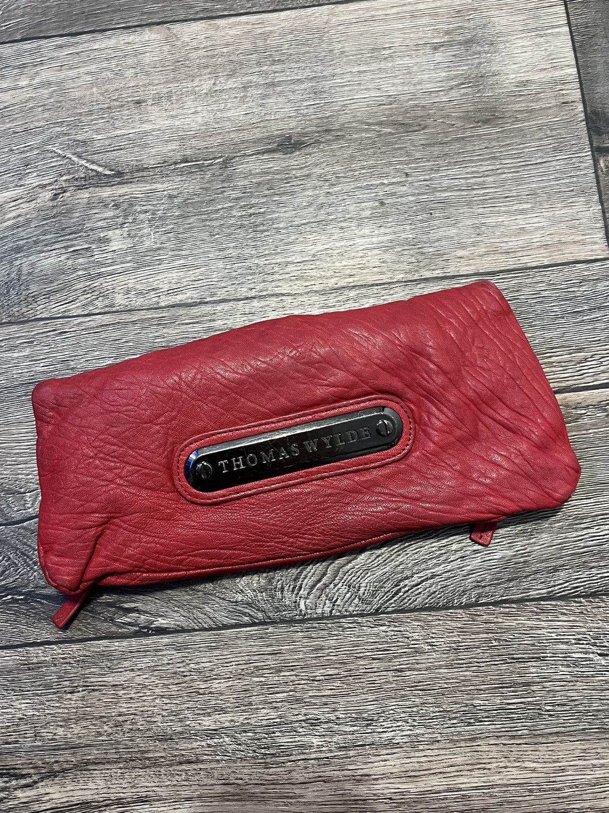 Thomas Wylde Thomas Wylde Red Leather Skull Foldover Clutch Handbag Size ONE SIZE - 5 Thumbnail