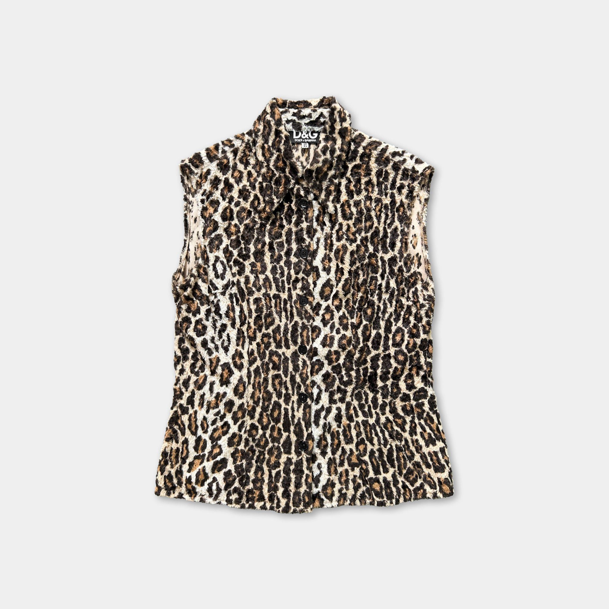 Dolce & Gabbana Dolce & Gabbana 2000's Leopard Print Faux Fur Vest Size ONE SIZE - 1 Thumbnail