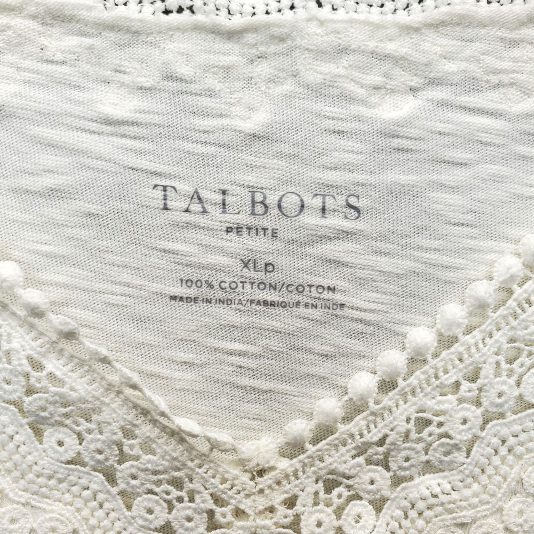 Talbots Talbots Blouse Womens Petites XL Tan Short Sleeve Lace Trim V-Neck Pullover Tank? Size XL / US 12-14 / IT 48-50 - 6 Thumbnail