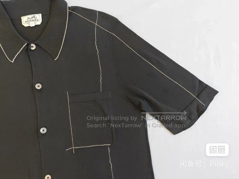 Hermes Hermes Men's short-sleeved knit sweater, black and grey, 1 Size US M / EU 48-50 / 2 - 5 Thumbnail