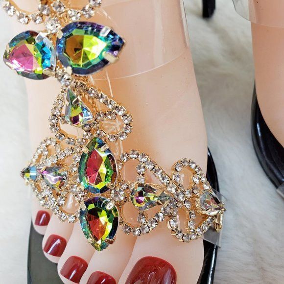 Other Breezy Jewels Rhinestone 4" High Heel Sandals Prom Wedding P Size US 6.5 / IT 36.5 - 6 Thumbnail