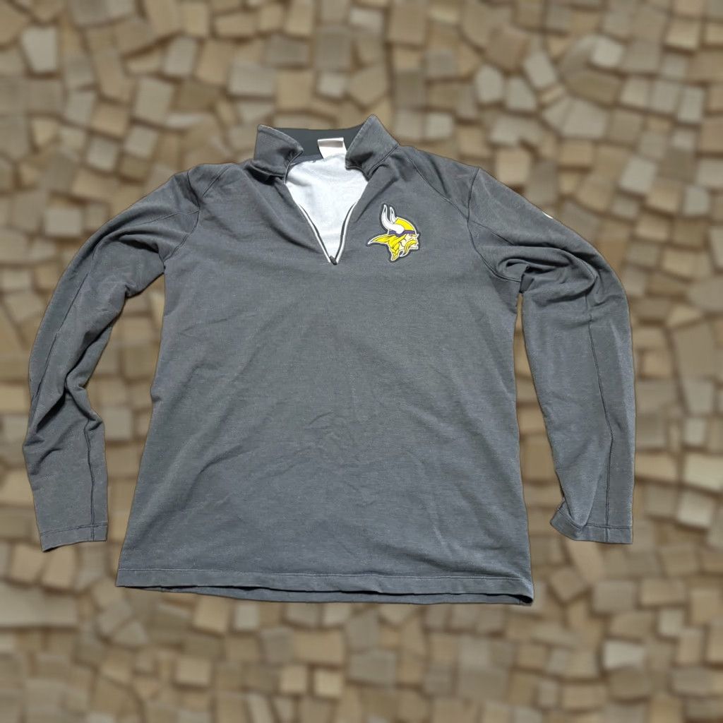 NFL NFL Nike Sweatshirt Medium Minnesota Viking Long Sleeve 1/4 Zipper Mens Cotton Polyester Gray Hoodie Pullover Sports Size US M / EU 48-50 / 2 - 1 Thumbnail