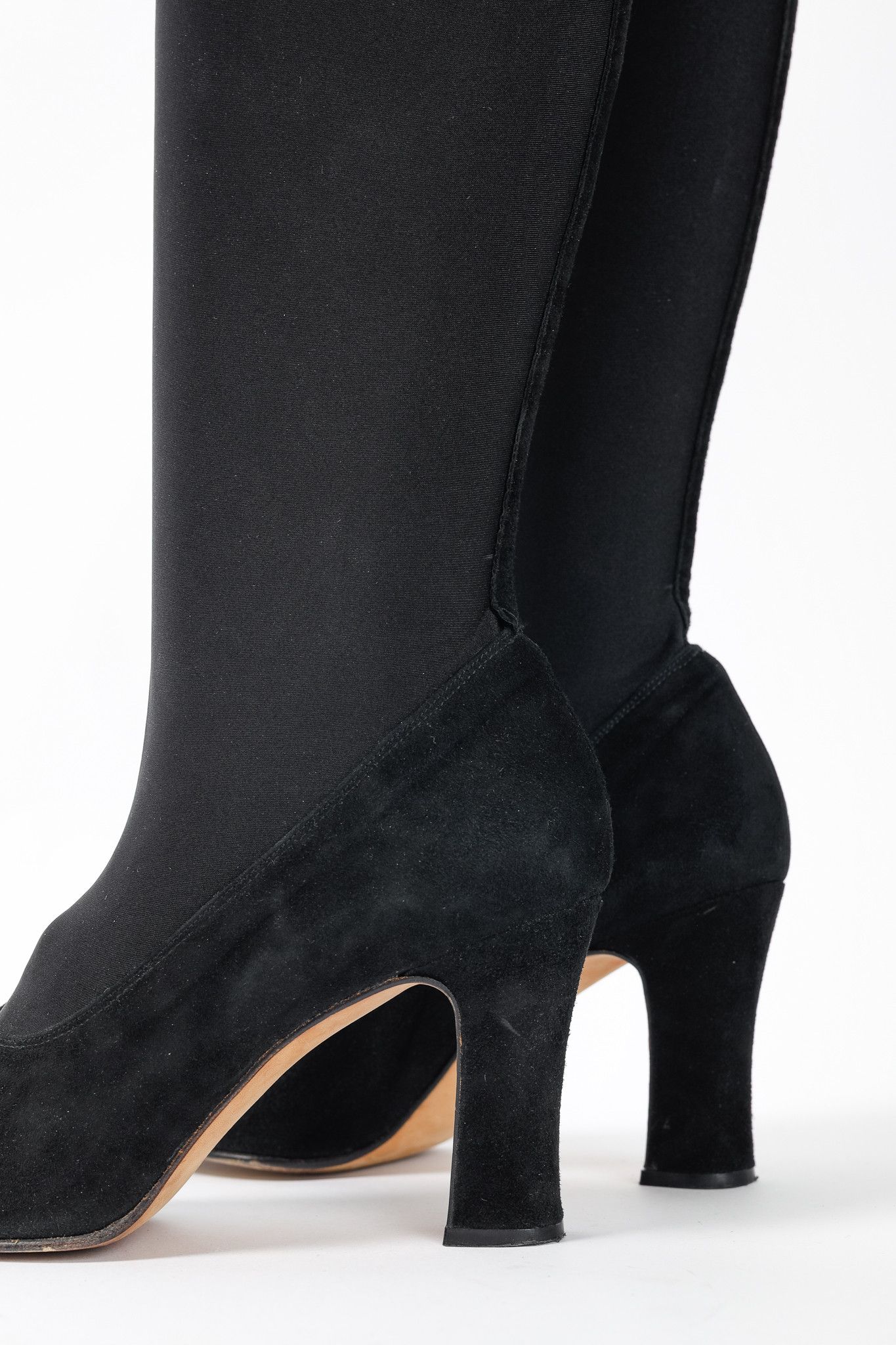 Other Martinez Valero Black Suede Stretch Thigh-High Boots Size US 5 / IT 35 - 8 Thumbnail