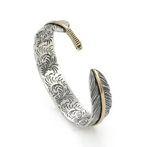 Sterling Silver 10mm Silver Color Feather Cuff Bracelet Size ONE SIZE - 2 Thumbnail
