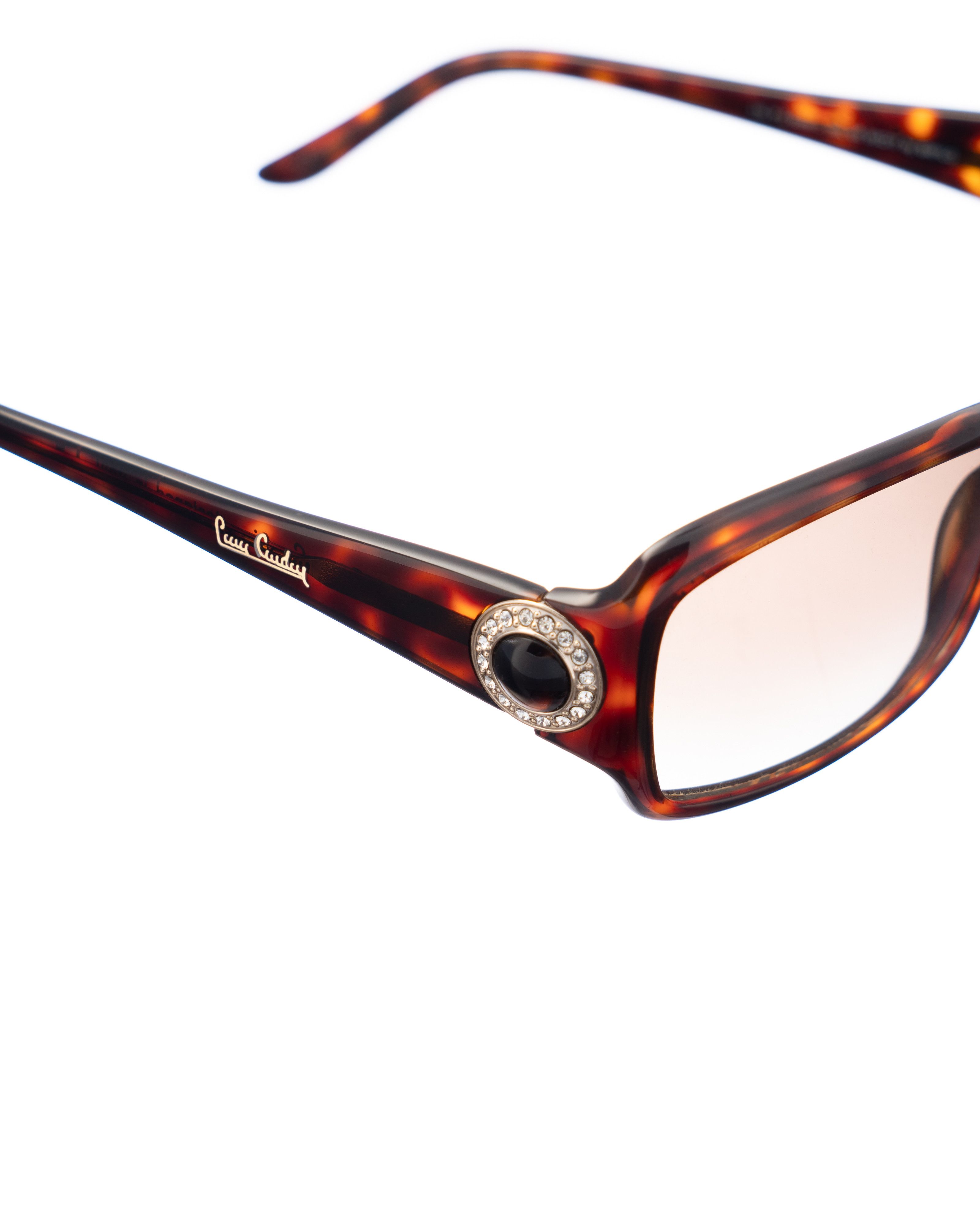 Pierre Cardin Pierre Cardin 00s Rectangle Havana With Gems Sunglasses Size ONE SIZE - 1 Thumbnail