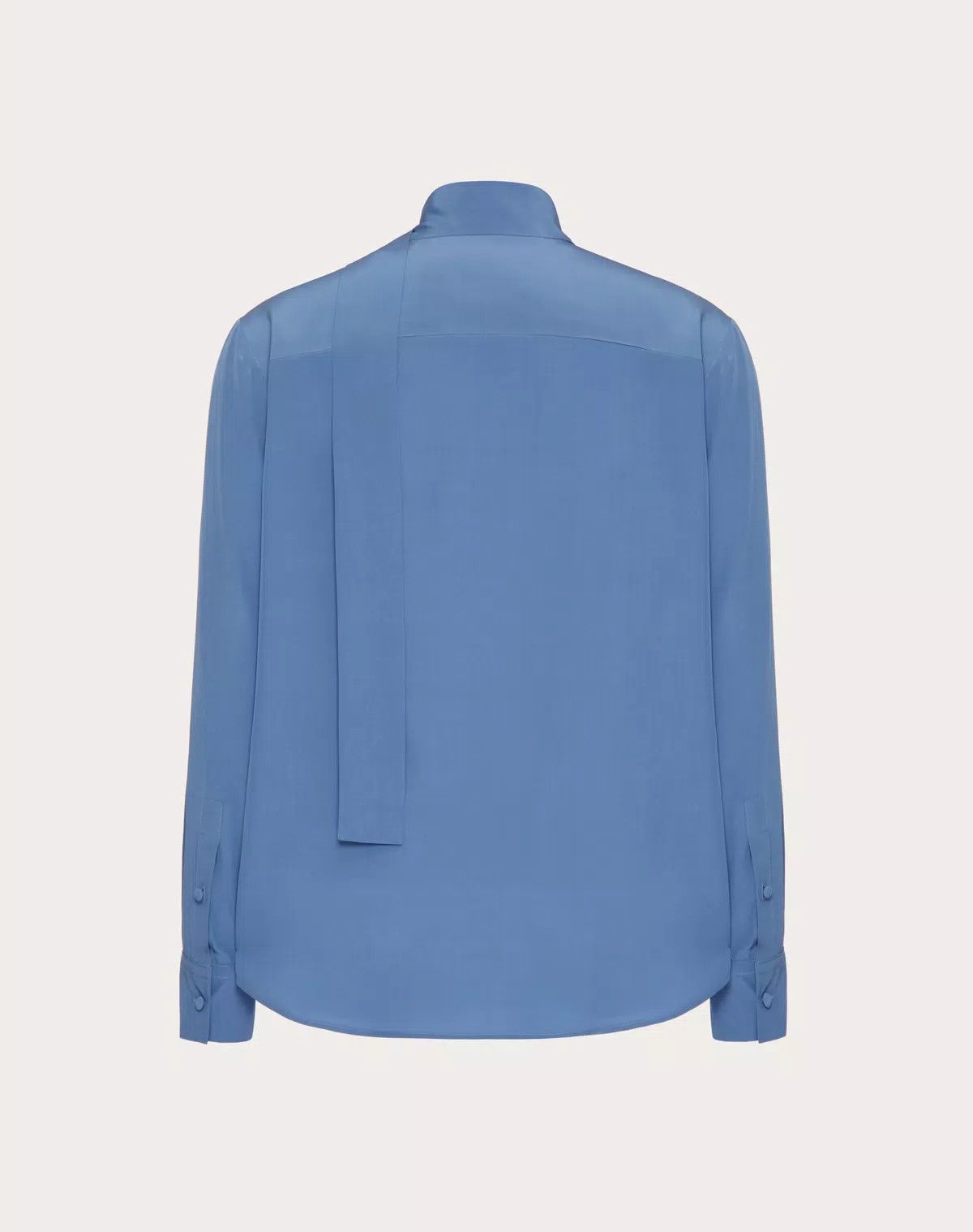 Valentino oc11z0625 Washed Silk Shirt With Neck Tie in Sky Blue Size US S / EU 44-46 / 1 - 2 Thumbnail