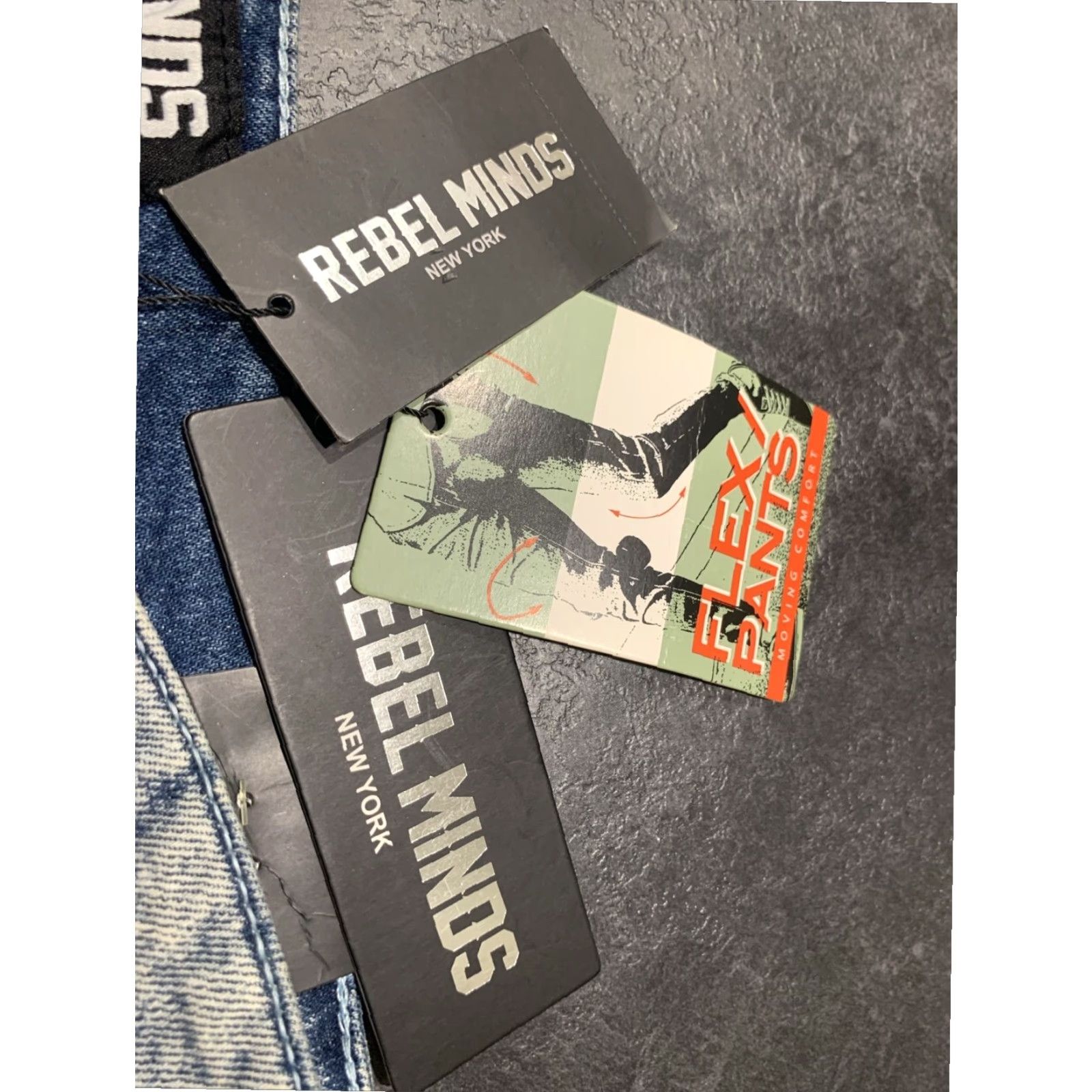 Vintage Rebel Minds Blue Slim Fit Jeans with Patches Men's 34x32 Size US 34 / EU 50 - 5 Thumbnail
